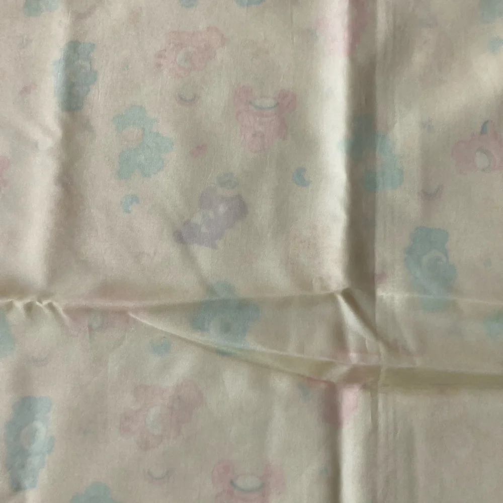 Vintage handmade Care Bears Baby Blanket Mat 40” x 35”